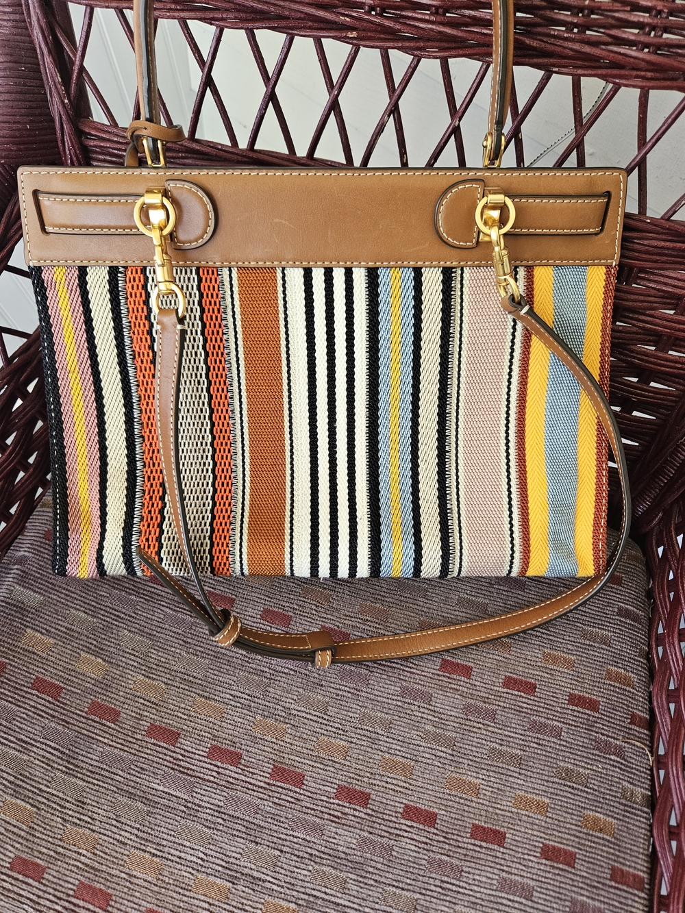 Tory Burch Lee Radziwill Patchwork Webbing Bag - Picture 2 of 12